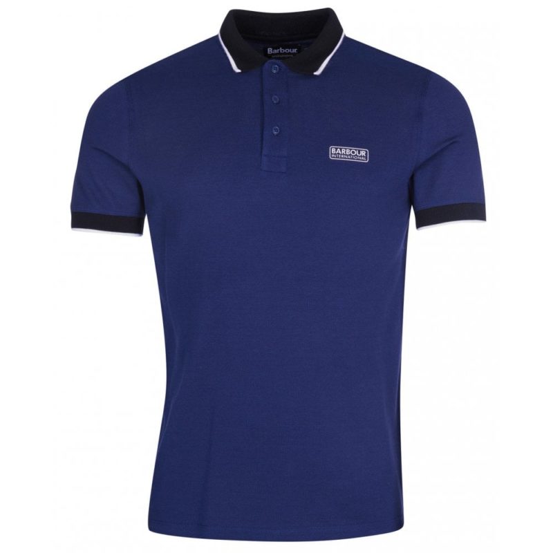 Barbour International Accelerator Contrast Pique Polo Shirt (Blue) | 1