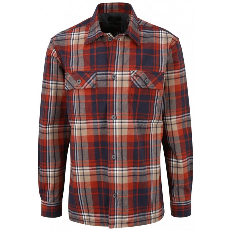 Fynch Hatton Brushed Cotton Overshirt (Red) | 1