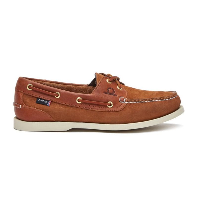 Chatham Men's Bermuda II G2 Premium Leather Boat Shoes (Tan) | 1