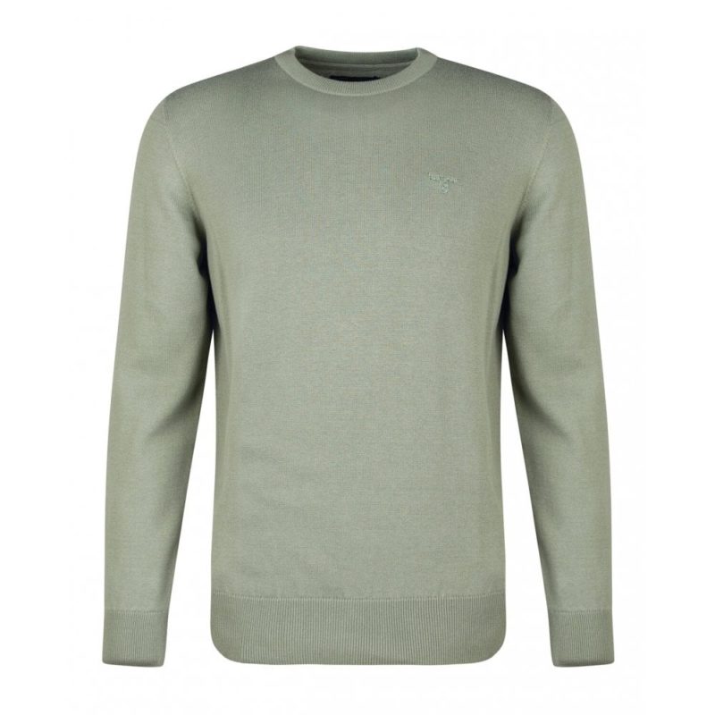 Barbour Pima Cotton Crew Neck Sweater (Green) | 1