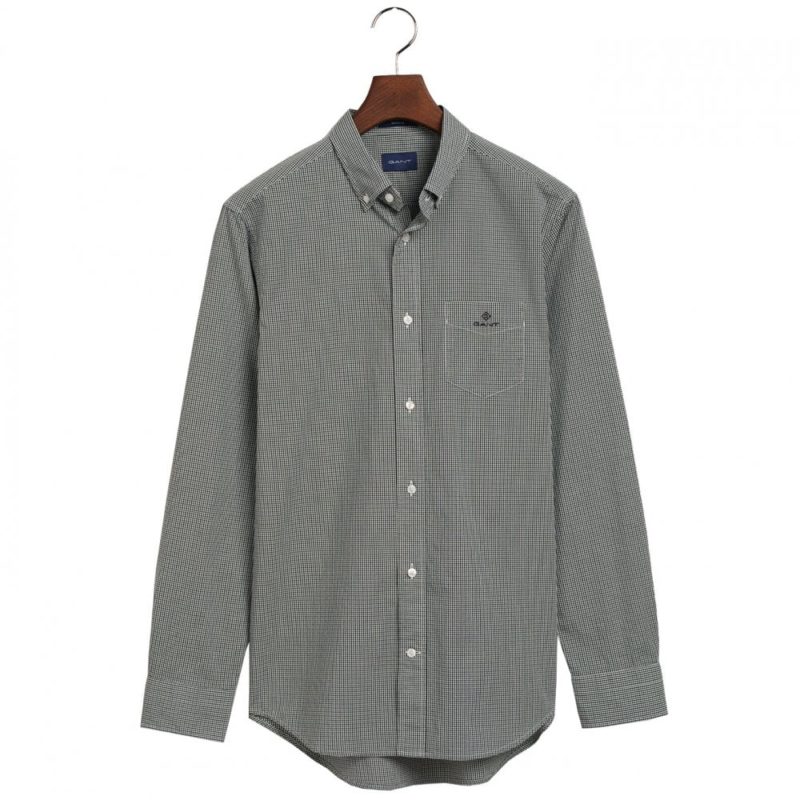 Gant Men's Regular Fit Micro Gingham Check Shirt - (Green) | 1