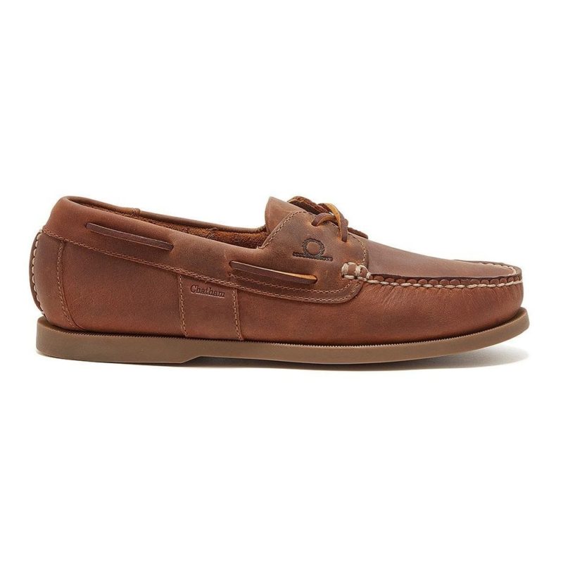 Chatham Men's Java G2 Premium Leather Sustainable Deck Shoe (Walnut) | 1