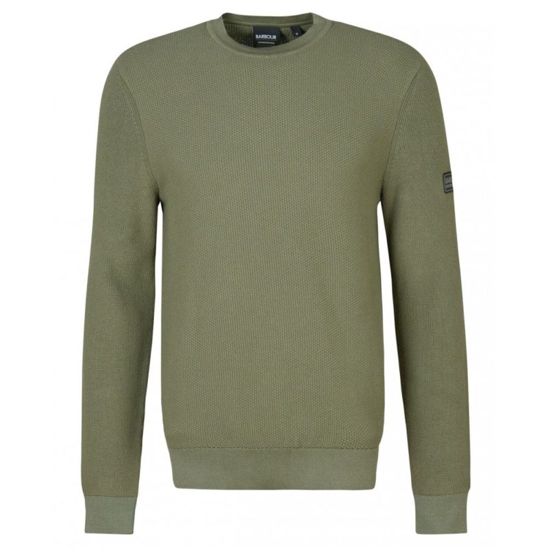 Barbour International Men's Drive Knitted Crew Neck Sweater - (Light Moss) | 1
