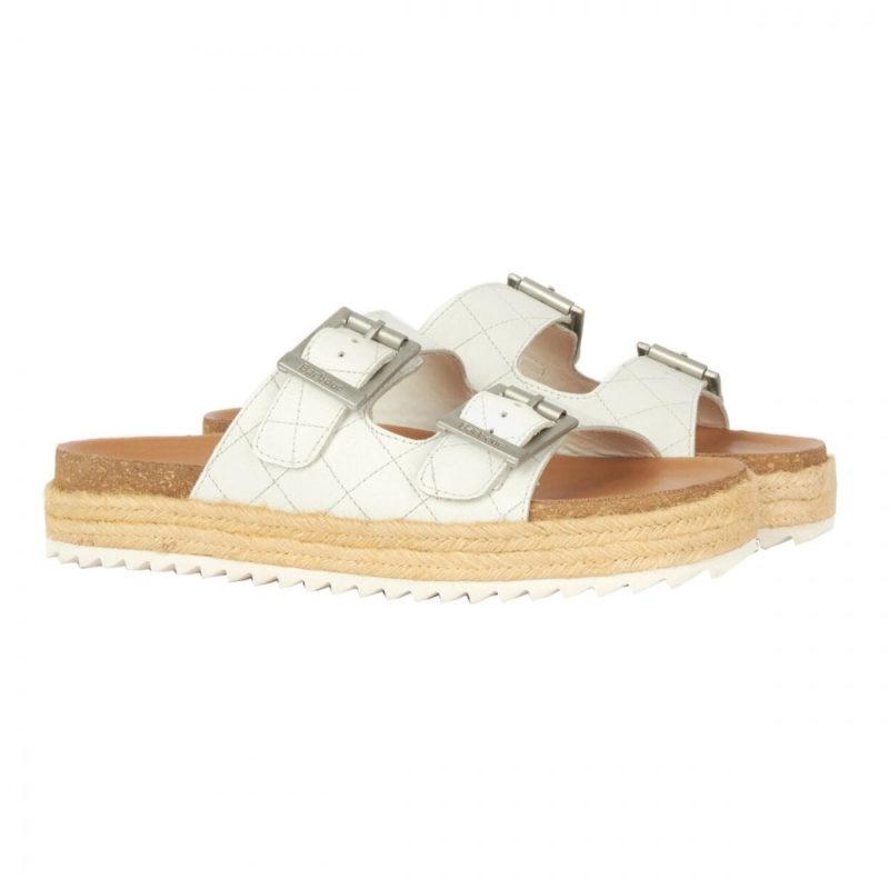 Barbour Women's Pamela Diamond Quilted Sandals (White) | 1