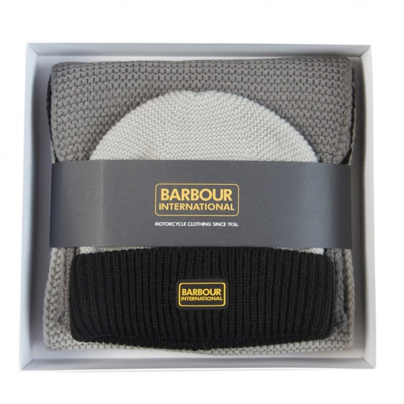 Barbour International Slipstream Knit Beanie & Scarf Gift Set - (Black/Grey) | 1