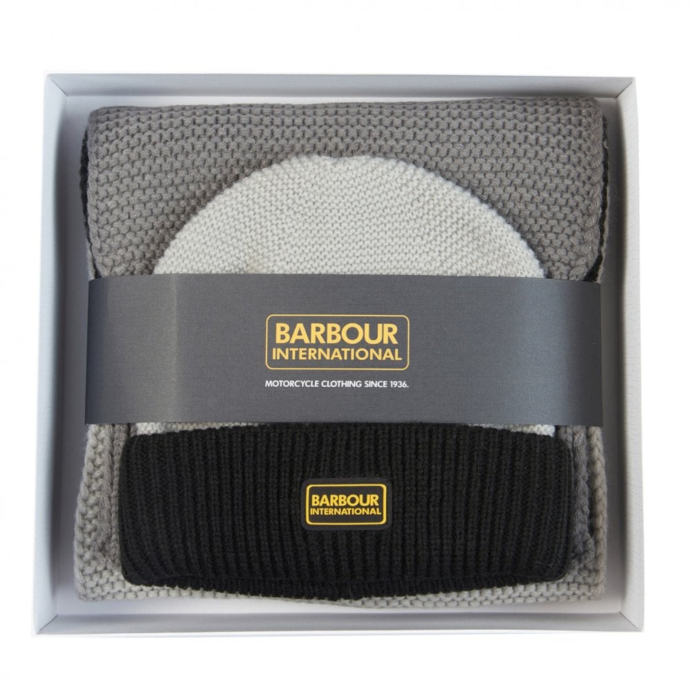 Barbour International Slipstream Knit Beanie & Scarf Gift Set - (Black/Grey) | 4