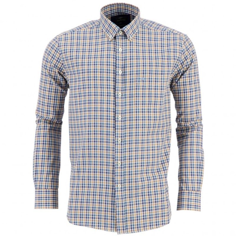 Fynch Hatton Supersoft Cotton Winter Combi Check Shirt (Brown/blue Check) | 1