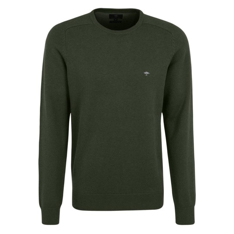 Fynch Hatton Supersoft Cotton Crew Neck Sweater (Green) | 1