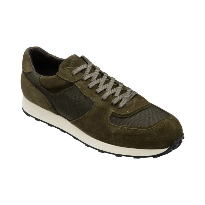 Loake Men's Foster Suede Canvas Trainer - (Olive Green) | 1