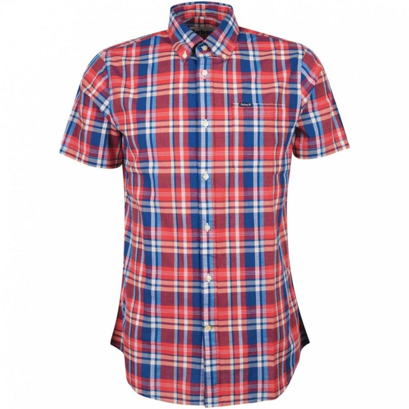 Barbour Nickwell Tailored Fit Short Sleeve Shirt (Navy) | 1