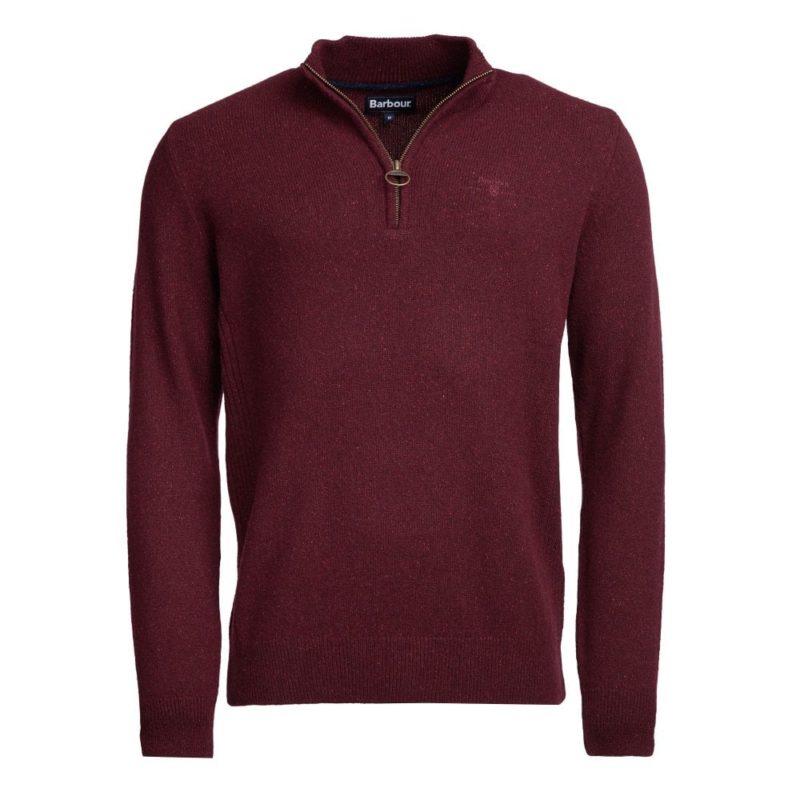 Barbour Men's Tisbury Half Zip Sweater - (Ruby) | 1