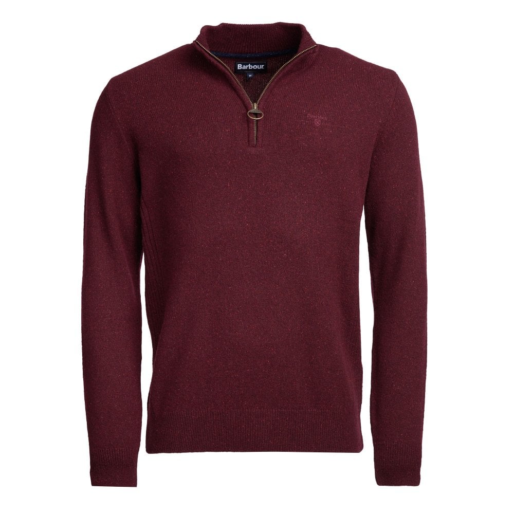 Barbour Men's Tisbury Half Zip Sweater - (Ruby) | 6