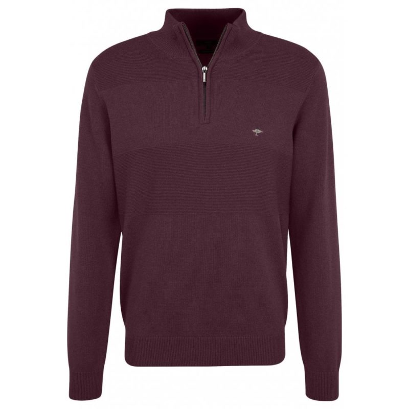 Fynch Hatton Troyer Zip Sweater (Burgundy) | 1