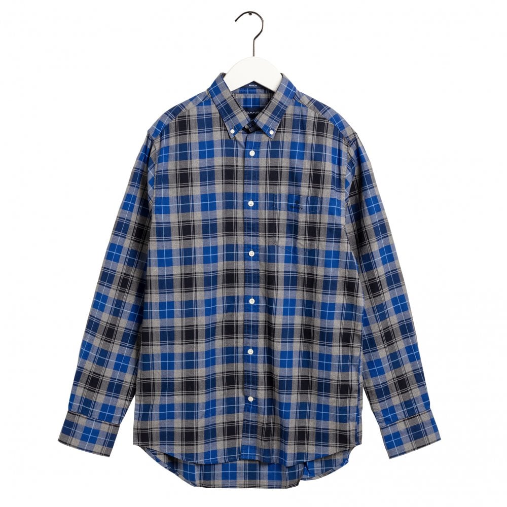 Gant Men's Regular Fit Melange Herringbone Check Shirt - (Crisp Blue) | 6