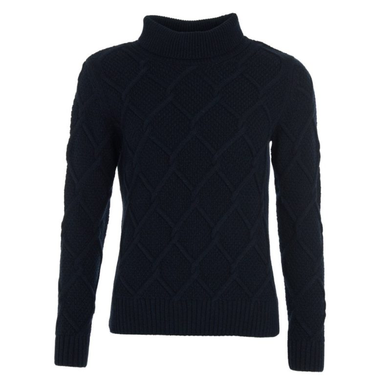 Barbour Women's Burne Roll Neck Sweater - (Navy) | 1