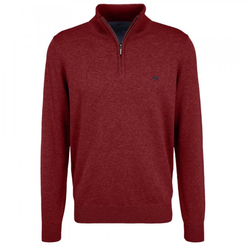 Fynch Hatton Troyer Zip Sweater (Red) | 1