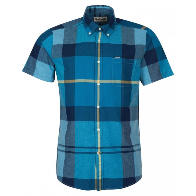 Barbour Douglas Short Sleeve Tailored Fit Shirt (Aqua) | 1