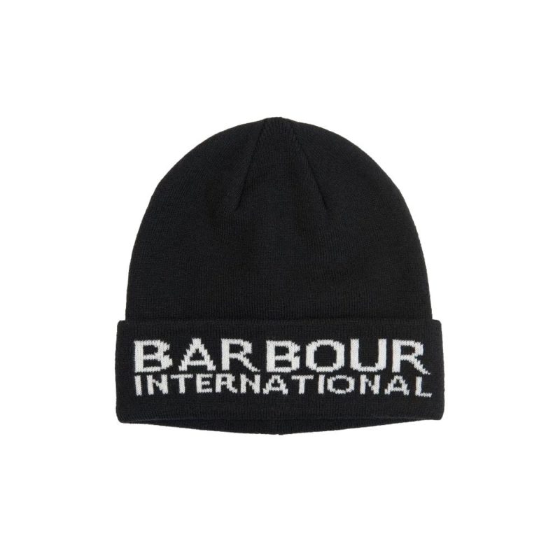 Barbour International Logo Jacquard Beanie (Black) | 1