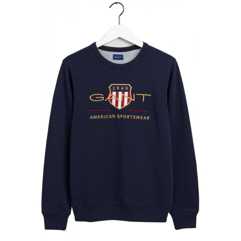 Gant Men's Archive Shield Crew Neck Sweater - (Evening Blue) | 1