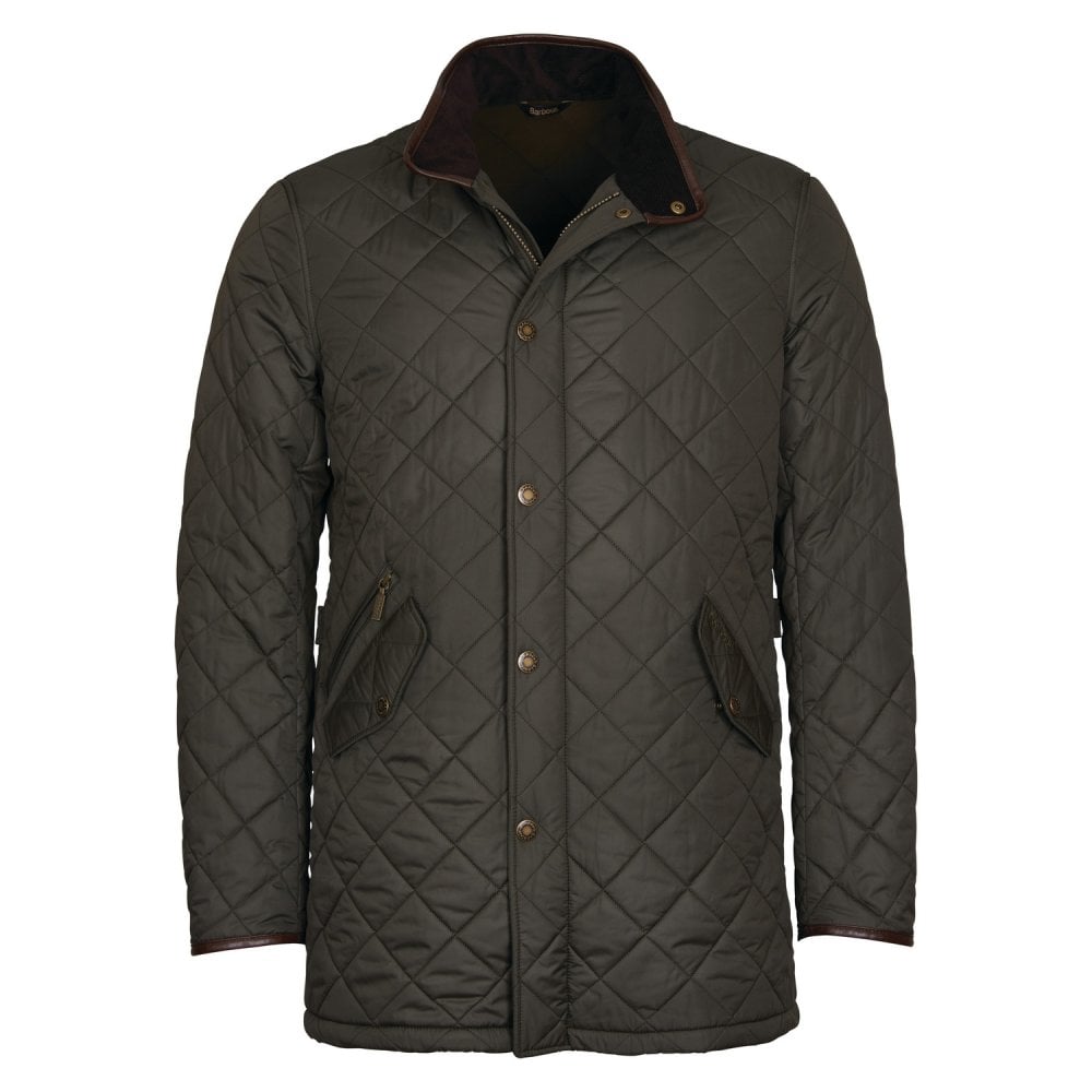 Barbour Men's Long Powell Quilted Jacket - (Forest Green) | 5
