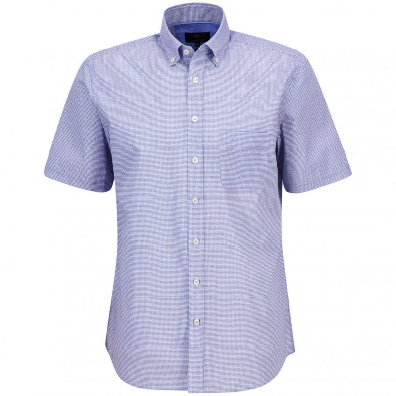 Fynch Hatton Superior Print Short Sleeve Shirt (Sand) | 1