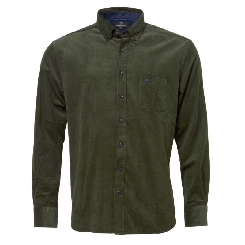 Fynch Hatton Supersoft Corduroy Shirt (Green) | 1