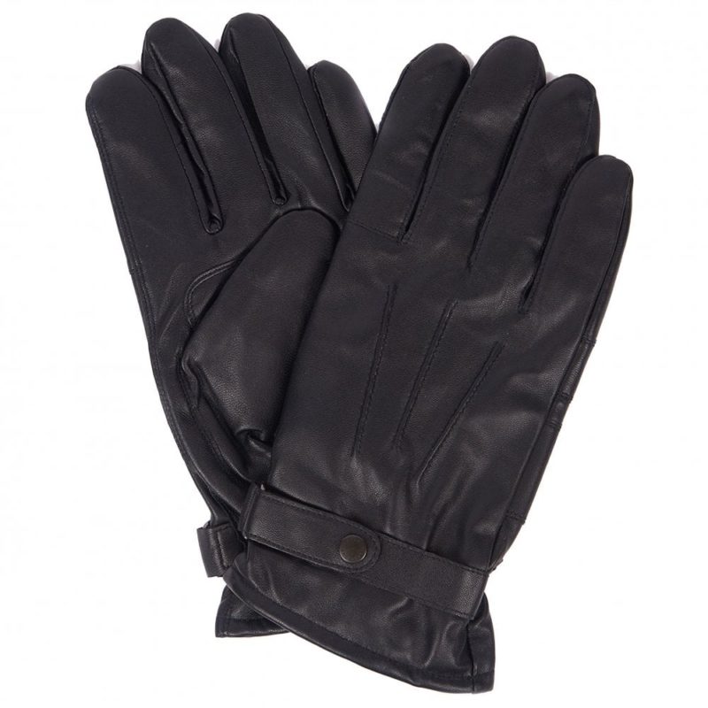 Barbour Insulated Burnished Leather Gloves (Black) | 1