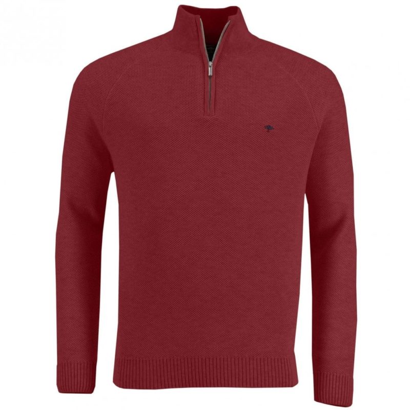 Fynch Hatton Troyer Half-zip Sweater (Maroon) | 1