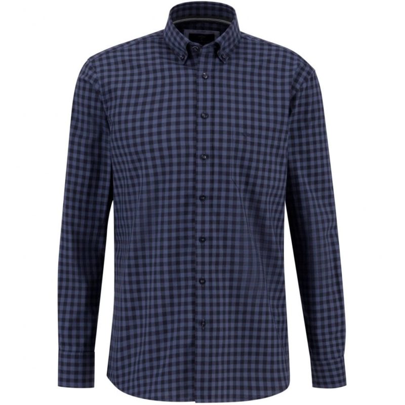 Fynch Hatton Supersoft Cotton Shirt (Navy Check) | 1