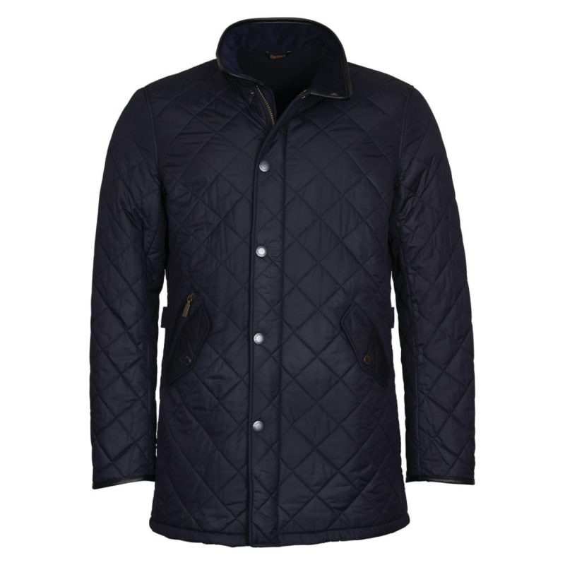 Barbour Men's Long Powell Quilted Jacket - (Navy) | 1
