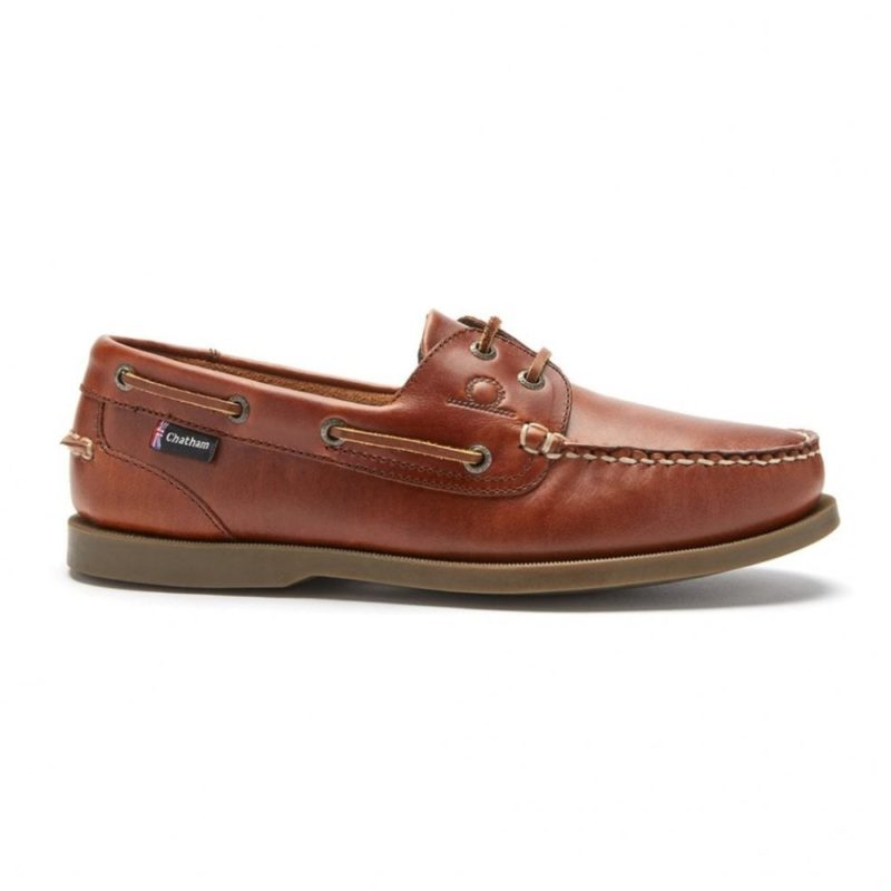 Chatham Men's Deck II G2 Premium Leather Boat Shoes (Chestnut) | 1