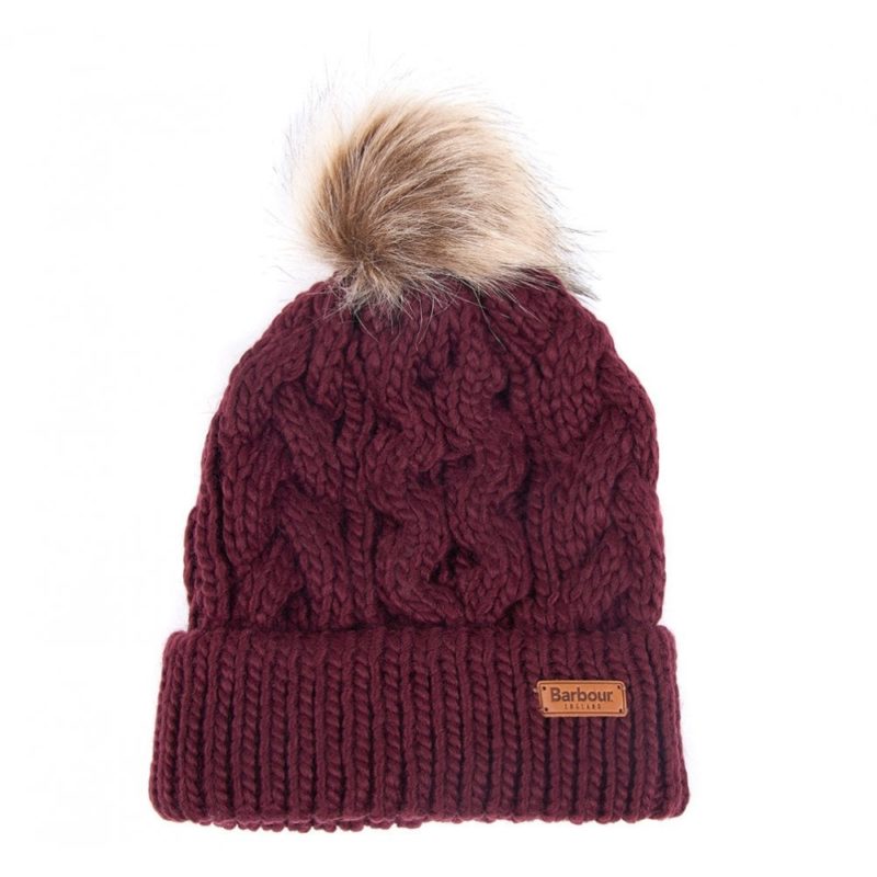 Barbour Penshaw Cable Beanie (Burgandy) | 1
