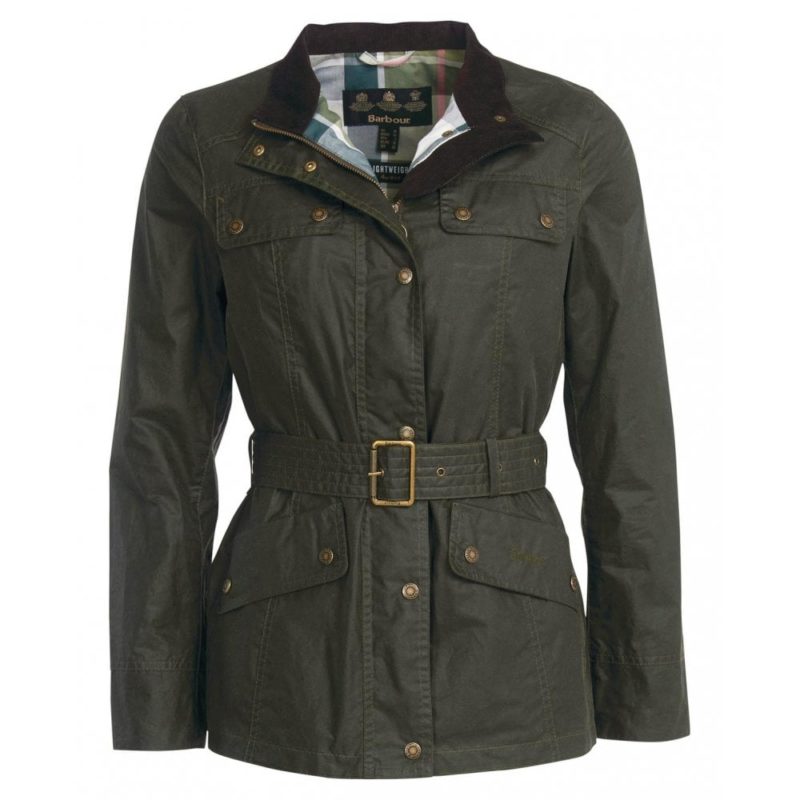 Barbour Women's Alena Wax Jacket - (Archive Olive/Pink Olive) | 1