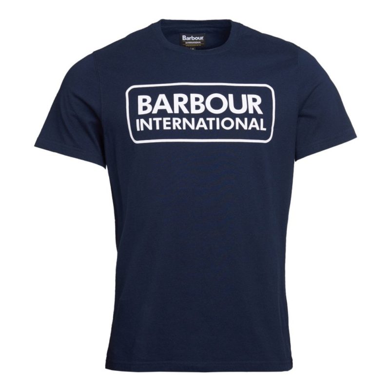 Barbour International Essential Large Logo T-shirt (International Navy) | 1