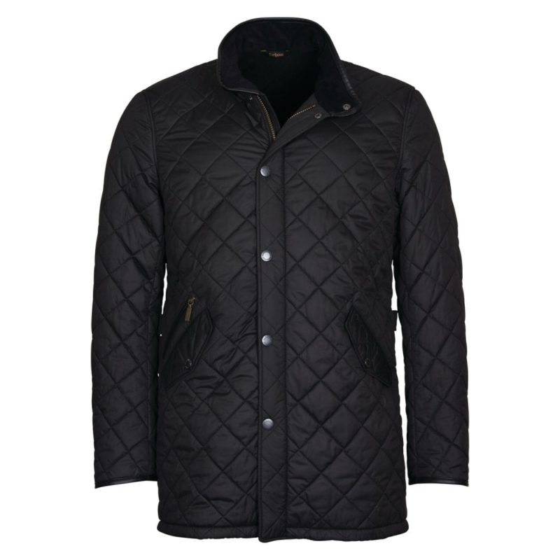 Barbour Men's Long Powell Quilted Jacket - (Black) | 1