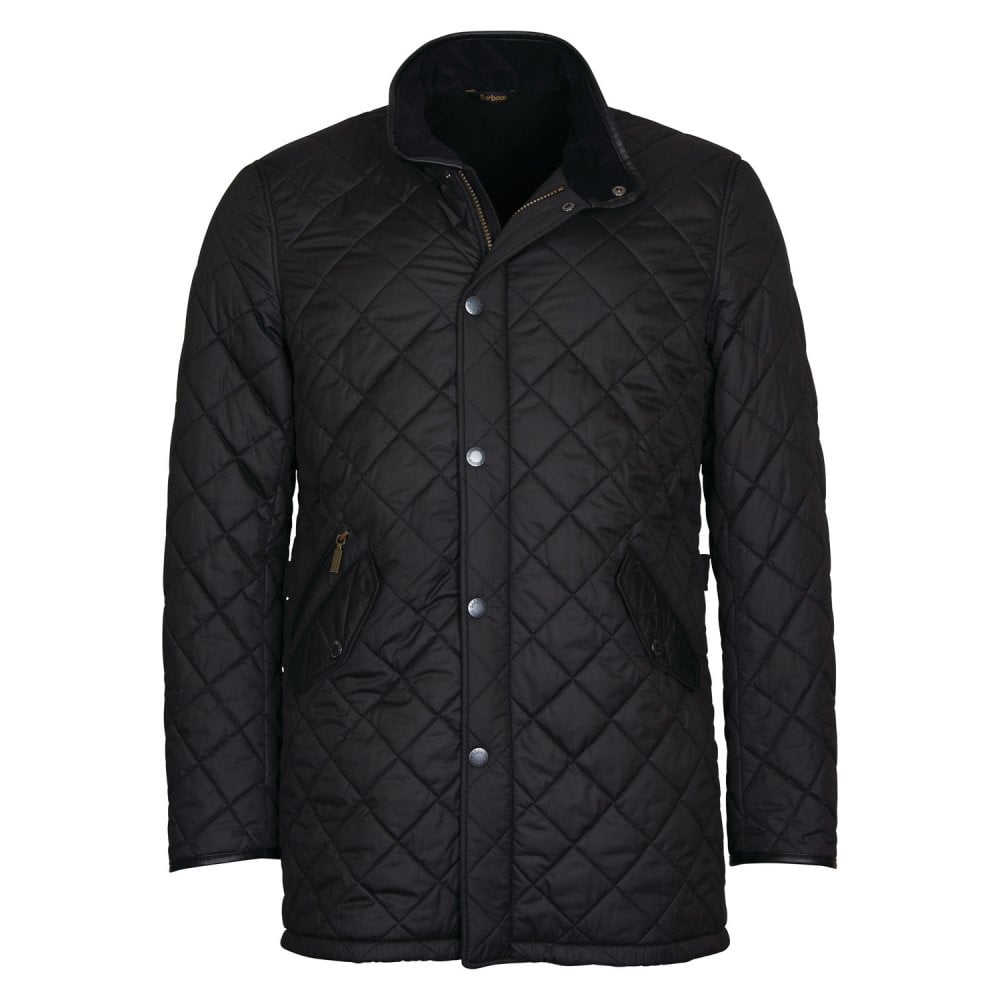 Barbour Men's Long Powell Quilted Jacket - (Black) | 4