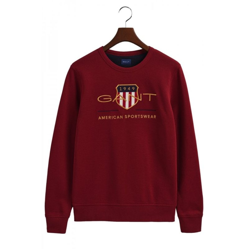 Gant Men's Archive Shield Crew Neck Sweater - (Plumped Red) | 1