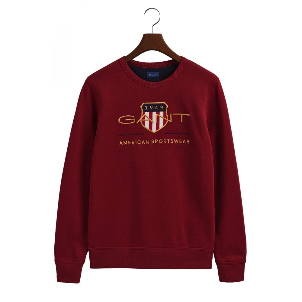 Gant Men's Archive Shield Crew Neck Sweater - (Plumped Red) | 5