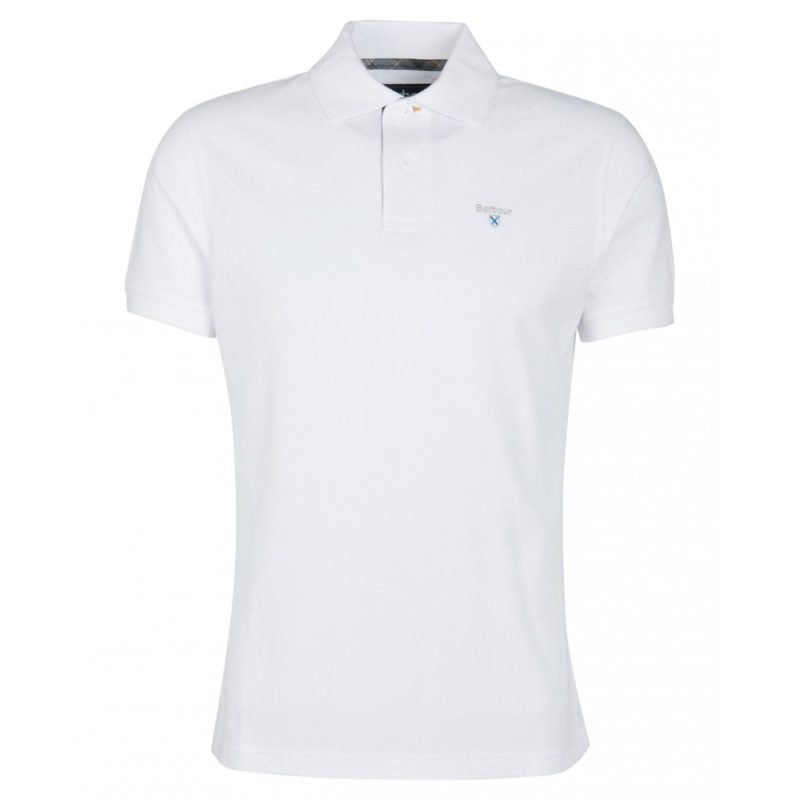 Barbour Tartan Pique Polo Shirt (White/greystone) | 1