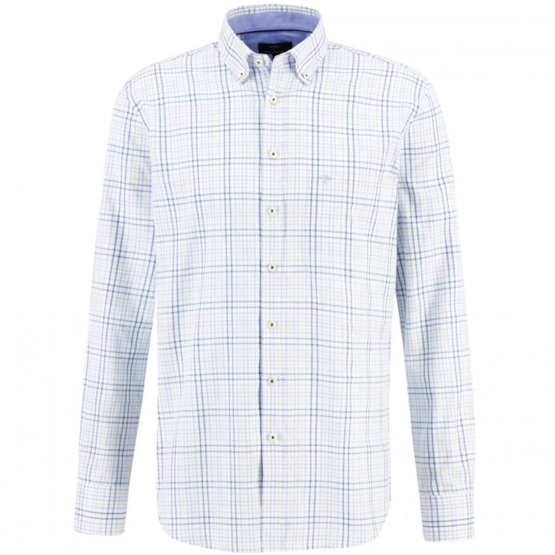 Fynch Hatton Supersoft Cotton Structure Check Shirt (Blue) | 1