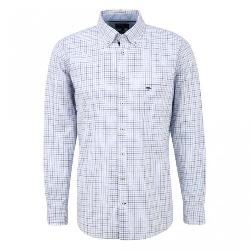 Fynch Hatton Supersoft Oxford Check Shirt (Blue) | 1