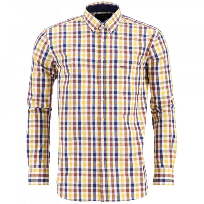 Fynch Hatton Supersoft Cotton Fond Combi Check Shirt - Dijon Multi (check) | 1