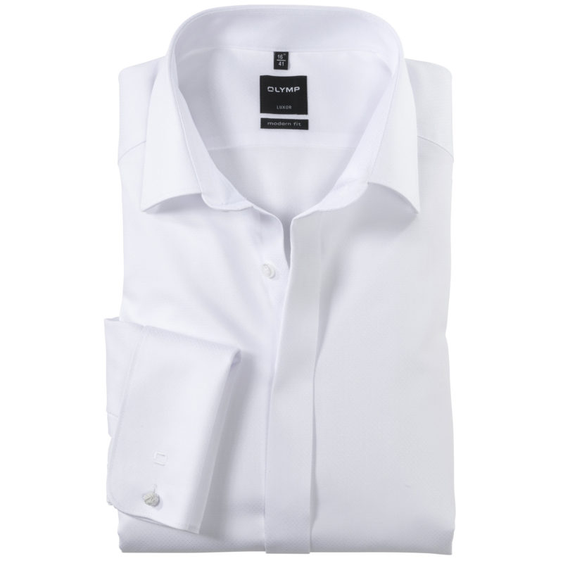 Olymp Men's Modern Fit Double Cuff Dress Shirt - (White) | 1