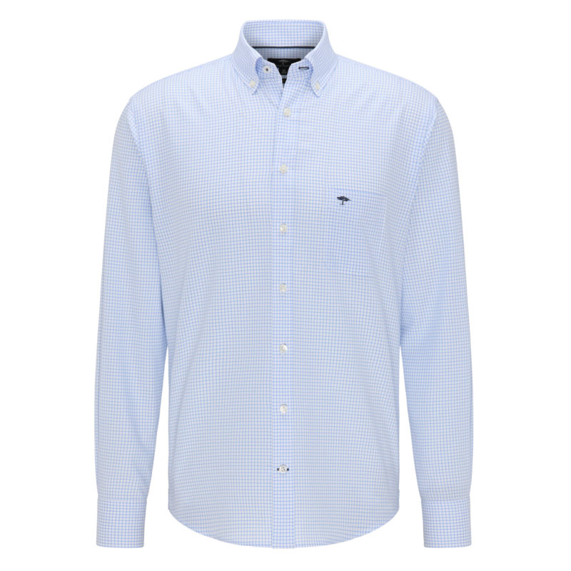 Fynch Hatton Men's Supersoft Oxford Check Shirt - (Light Blue) | 1