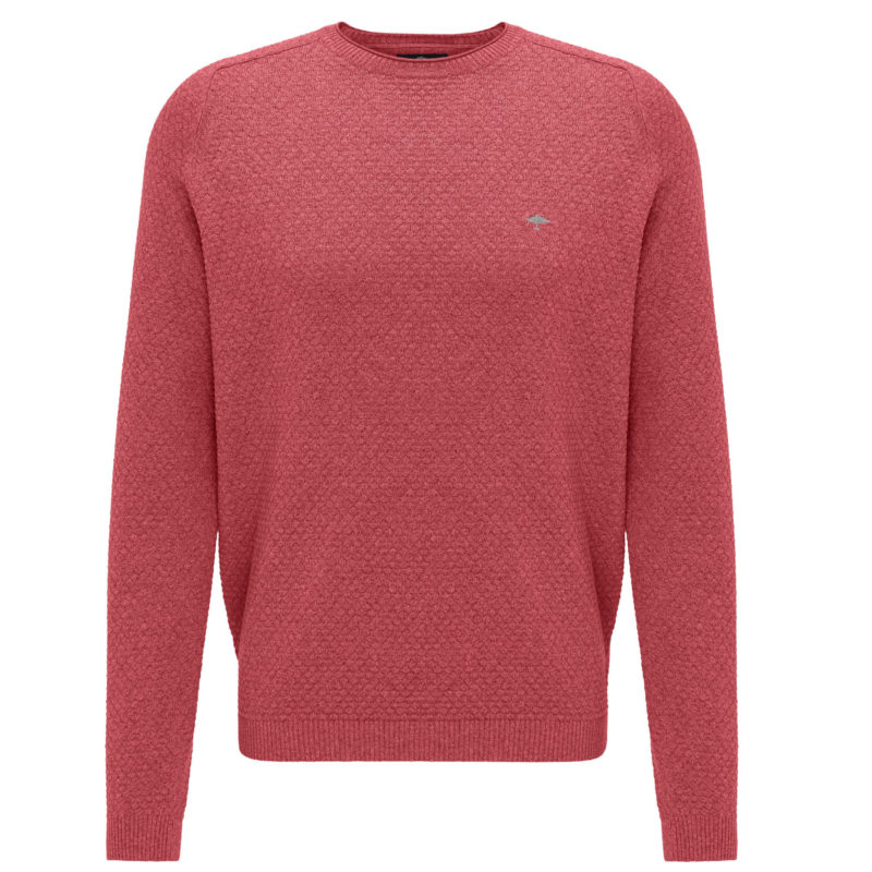 Fynch Hatton Men's Scarlet Moulinee Pattern Crew Neck Sweater - (Red) | 1