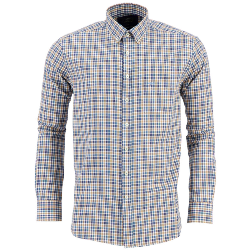 Fynch Hatton Men's Supersoft Cotton Winter Combi Check Shirt - (Brown/blue Check) | 1