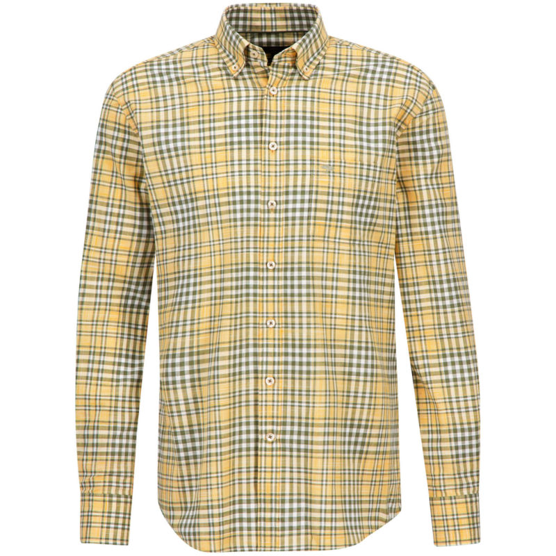 Fynch Hatton Men's Supersoft Cotton Check Shirt - (Soft Sun) | 1