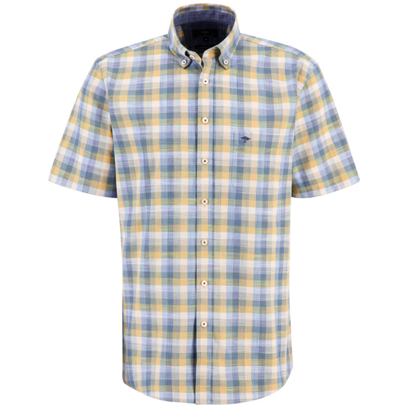 Fynch Hatton Men's Supersoft Cotton Summer Slub Check Shirt - (Yellow) | 1