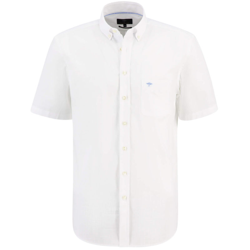 Fynch Hatton Men's Supersoft Cotton Solid Slub Short Sleeve Shirt - (White) | 1