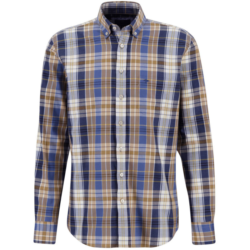 Fynch Hatton Men's Supersoft Cotton Check Shirt - (Blue/Brown) | 1